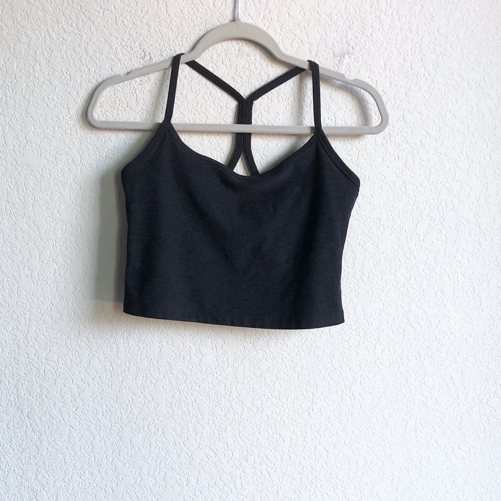 Beyond Yoga Spacedye Crop Top Heathered Black Large